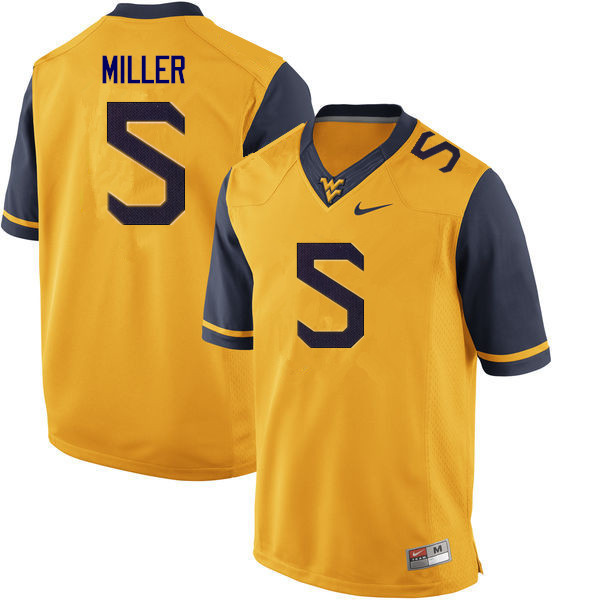 NCAA Men's Dreshun Miller West Virginia Mountaineers Gold #5 Nike Stitched Football College Authentic Jersey GC23Q63EO